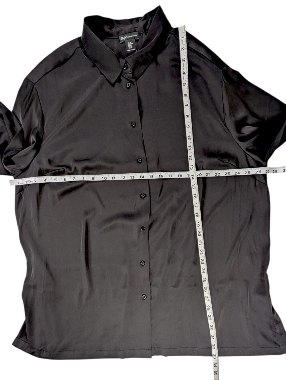 Jones New York JNY Black Satin Button-Down Blouse Womens 2X Long Sleeve Collared - Picture 9 of 9